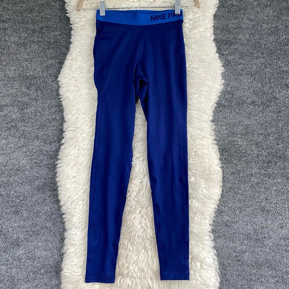 NIKE PRO ROYAL BLUE FULL LENGTH LEGGINGS HYPERWARM SERIES ACTIVEWEAR GYM WORKOUT
